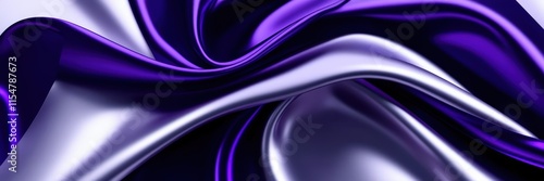 Abstract fluid waves, deep purple and white swirls, flowing curves, silky smooth texture, glossy surface, dynamic movement, ultra high resolution, 8K render, digital art, vibrant colors, sleek design, photo