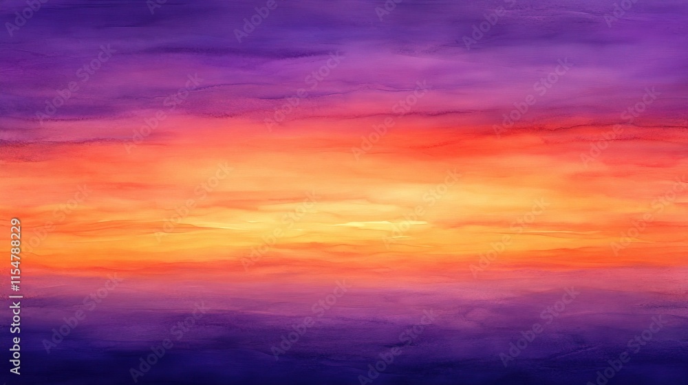 Fototapeta premium Abstract Watercolor Sunset Sky with Orange and Purple Blending