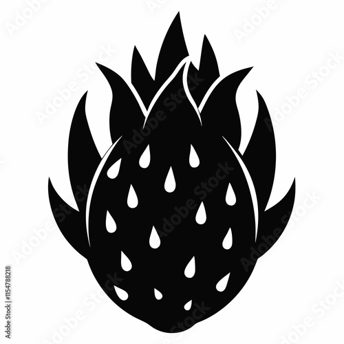 Dragonfruit black silhouette vector