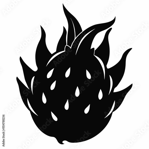 Dragonfruit black silhouette vector