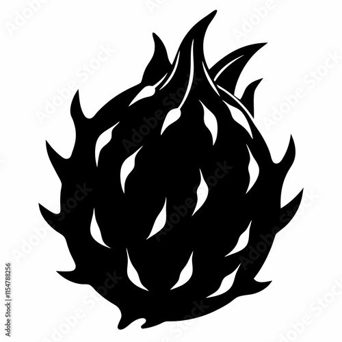 Dragonfruit black silhouette vector