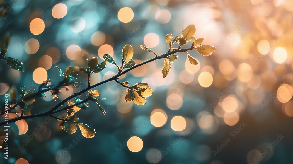 Spring Background with Green Leaves and Blurred Bokeh Lights Spring Background with Green Leaves and Blurred Bokeh Lights
