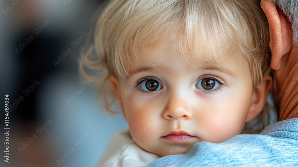 Toddler's Tender Gaze in Grandfather's Embrace Toddler's Tender Gaze in Grandfather's Embrace