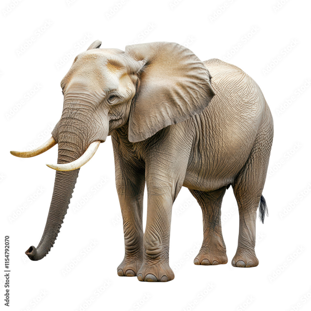 Fototapeta premium Elephant standing on transparency background, showcasing its majestic features