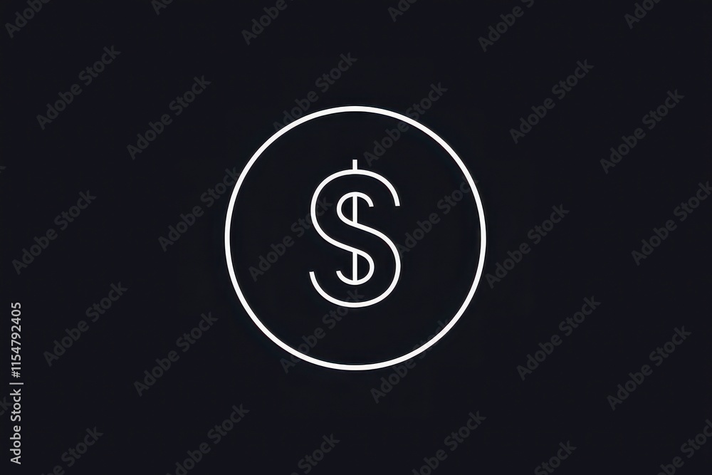 Minimalist Dollar Sign in Circle on Black Background Minimalist Dollar Sign in Circle on Black Background