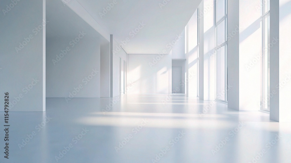 Fototapeta premium Modern Minimalist Office Hall Interior Design with Natural Light