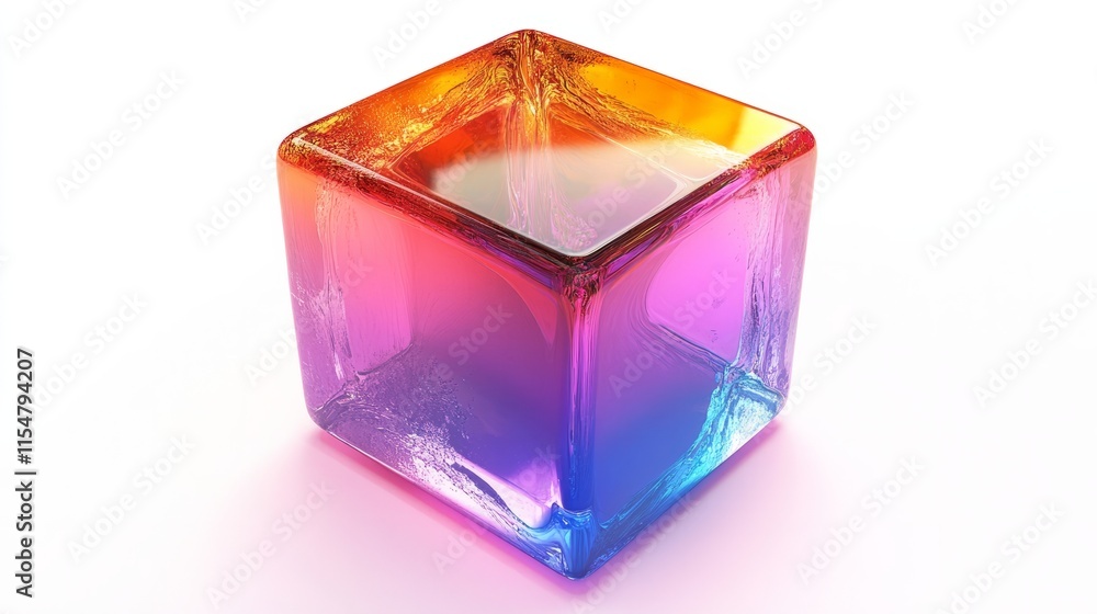 A vibrant 3D cube with a glossy finish, isolated on a pure white background A vibrant 3D cube with a glossy finish, isolated on a pure white background