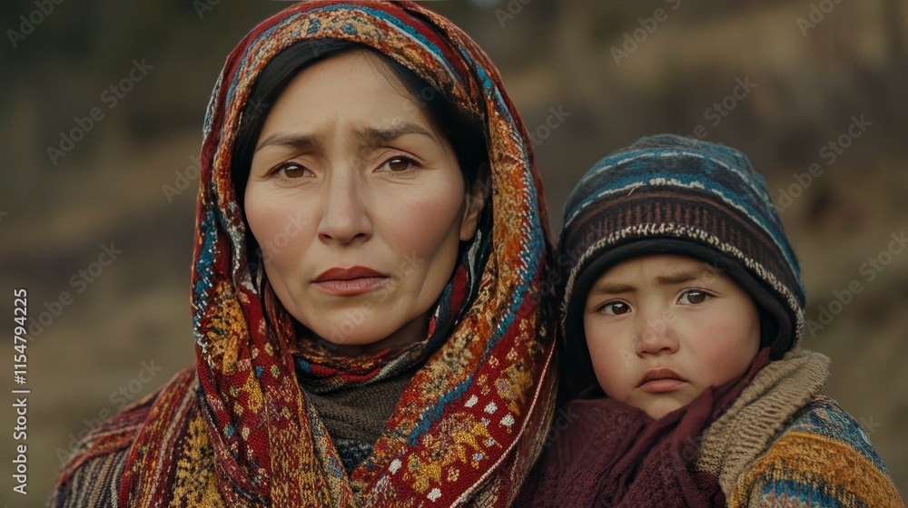 Andean Woman and Child in Traditional Clothing Andean Woman and Child in Traditional Clothing
