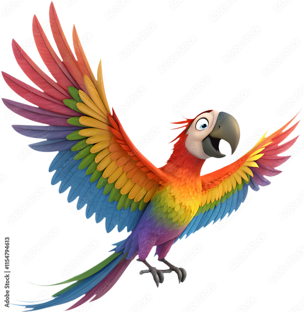 Fototapeta premium Adorable cartoon parrot clipart perfect for creative, fun, and colorful design projects.
