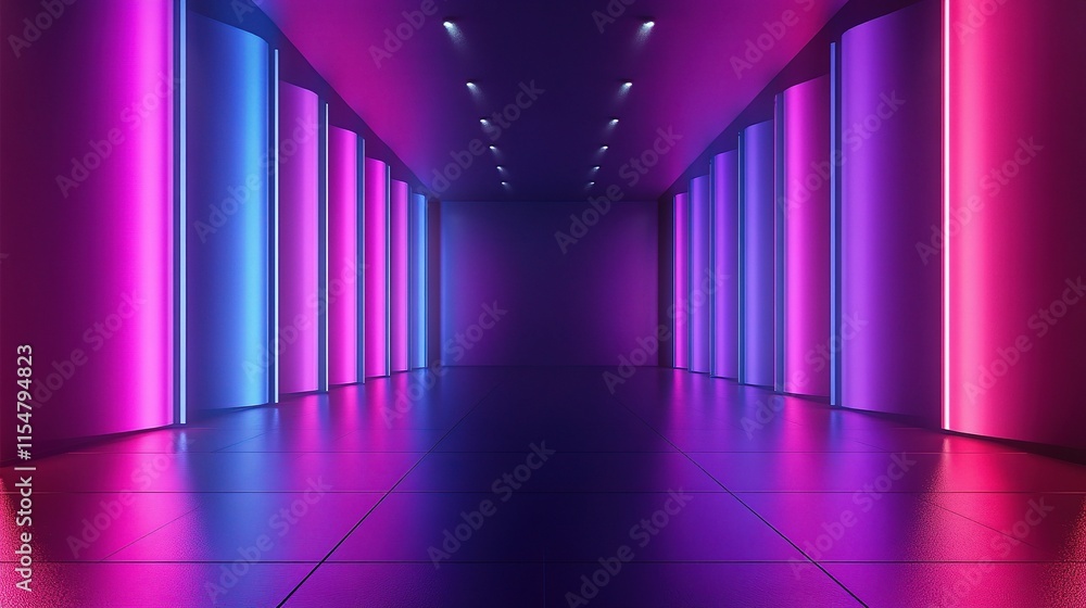 Minimalist Exhibition Space with Clean Lines and Vibrant Colors Minimalist Exhibition Space with Clean Lines and Vibrant Colors