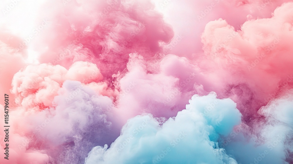 Colorful Fluffy Clouds Against Soft Abstract Background Colorful Fluffy Clouds Against Soft Abstract Background