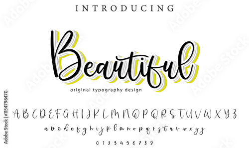 Beautiful Font Stylish brush painted an uppercase vector letters, alphabet, typeface