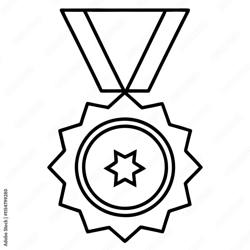 Achievement Medal Line Art Vector Design