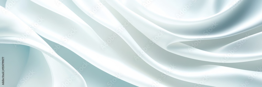 Obraz premium Soft silky fabric, flowing waves, pale blue satin, gentle folds, smooth texture, shimmering surface, abstract background, elegant drapery, light and shadow play, minimalist design, luxury textile, ser