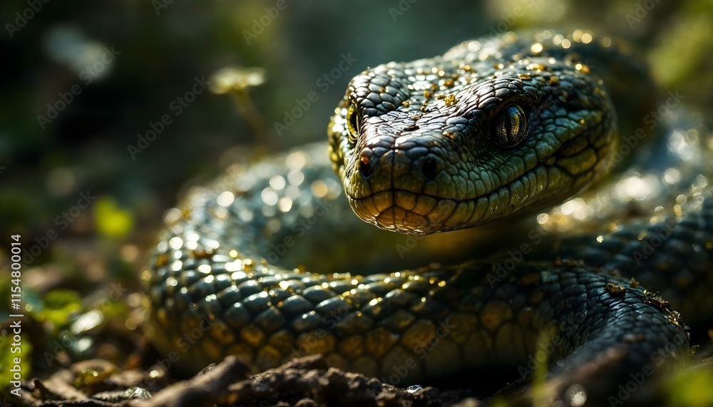 Fototapeta premium A big snake in jungle with a wonderful background
