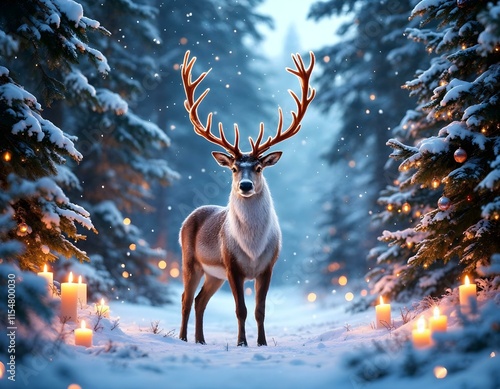 Winter dear image in beautiful background theme photo