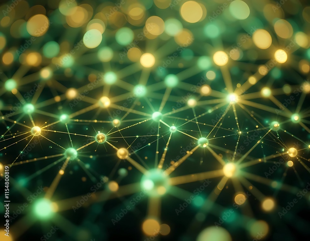 Abstract Network Green Gold Nodes Connections Abstract Network Green Gold Nodes Connections