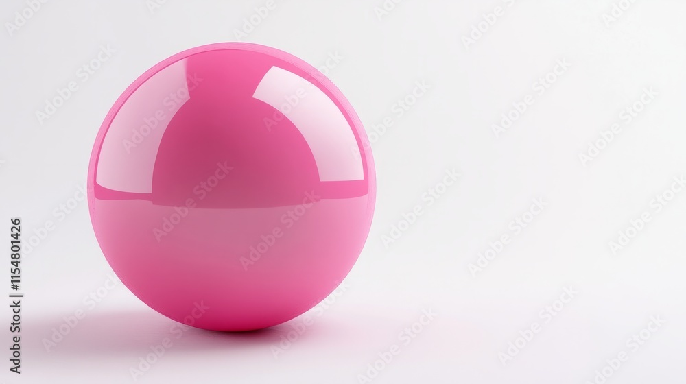 A vibrant, smooth pink sphere with a glossy finish, isolated on a pure white backdrop A vibrant, smooth pink sphere with a glossy finish, isolated on a pure white backdrop