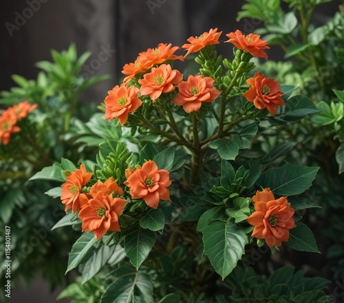 Full-grown Euphorbia with thick, fleshy leaves and branches , foliage, branchy
