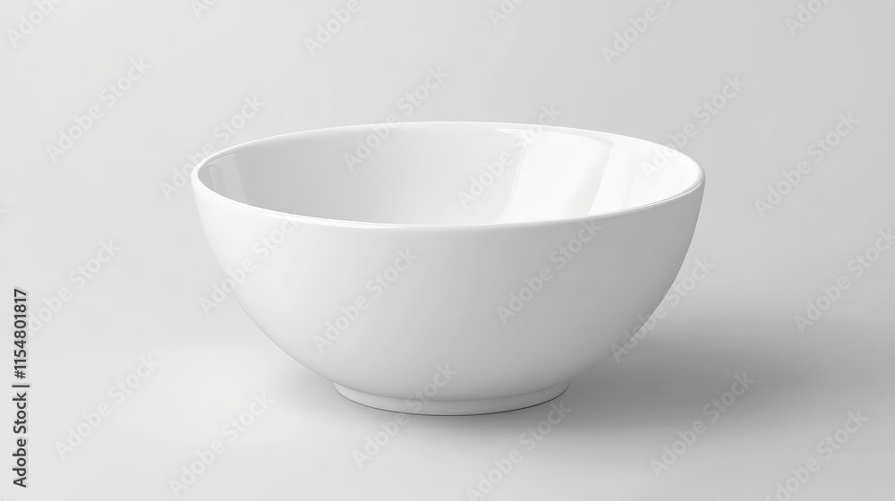 White Ceramic Bowl on a Smooth Background for Modern Decor White Ceramic Bowl on a Smooth Background for Modern Decor