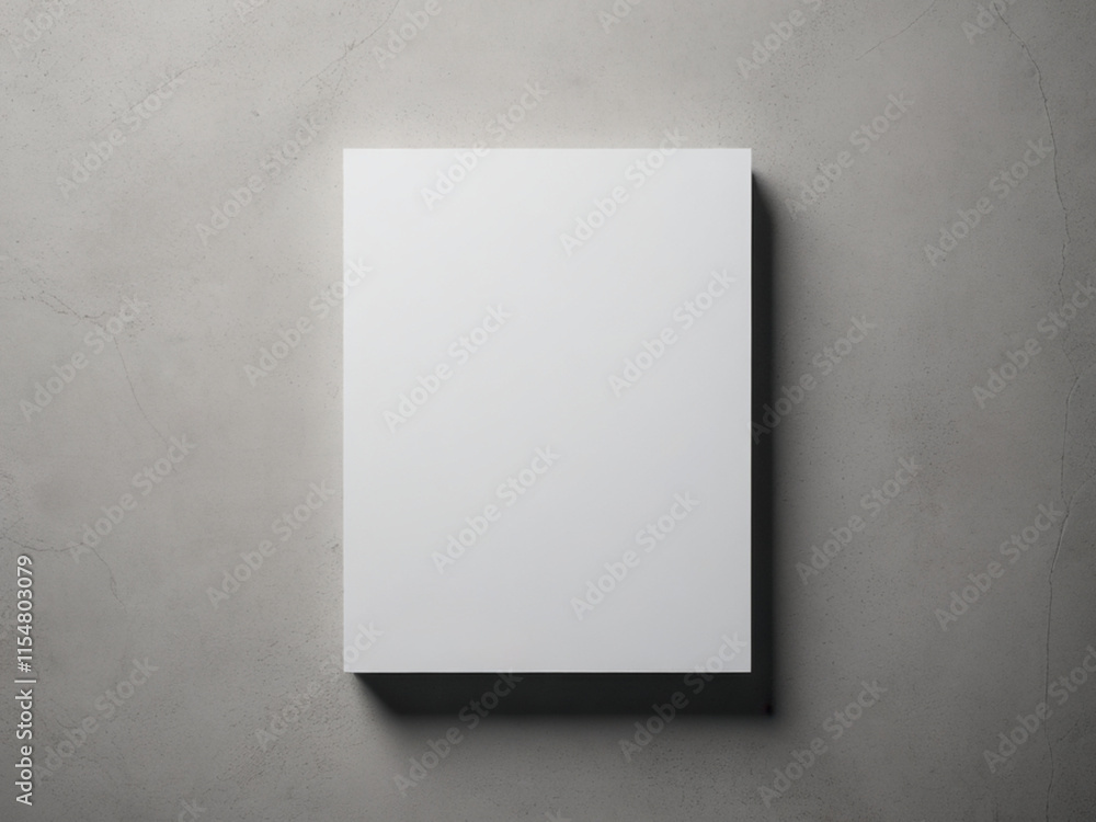 Diagonal White Rectangle Poster Mockup on Neutral Grey Concrete Background Diagonal White Rectangle Poster Mockup on Neutral Grey Concrete Background