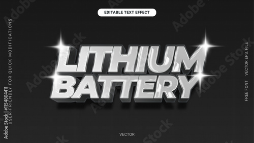 Lithium Battery Chrome Typography Editable Text Effect