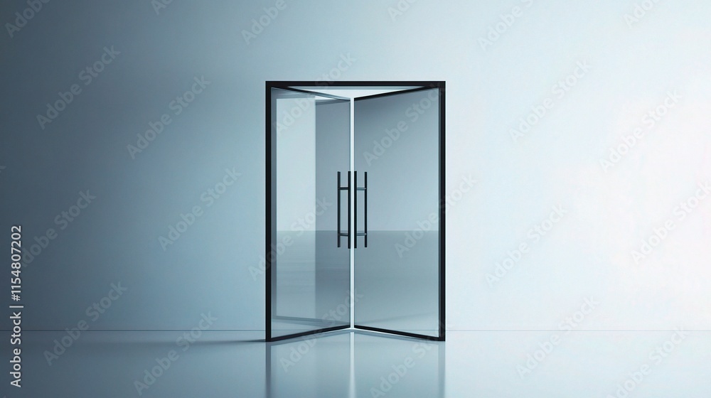 Elegant Transparent and Reflective Glass Doors in Geometric Design Elegant Transparent and Reflective Glass Doors in Geometric Design