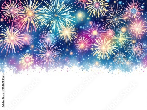 Abstract colorful fireworks. For celebration designs, party themes. photo