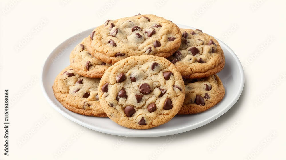 Freshly Baked Chocolate Chip Cookies on a White Plate Freshly Baked Chocolate Chip Cookies on a White Plate
