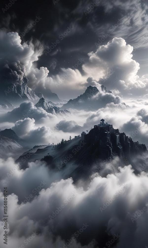 Silvery mist floating through the air amidst swirling clouds of fog on a black background, atmospheric, surreal Silvery mist floating through the air amidst swirling clouds of fog on a black background, atmospheric, surreal