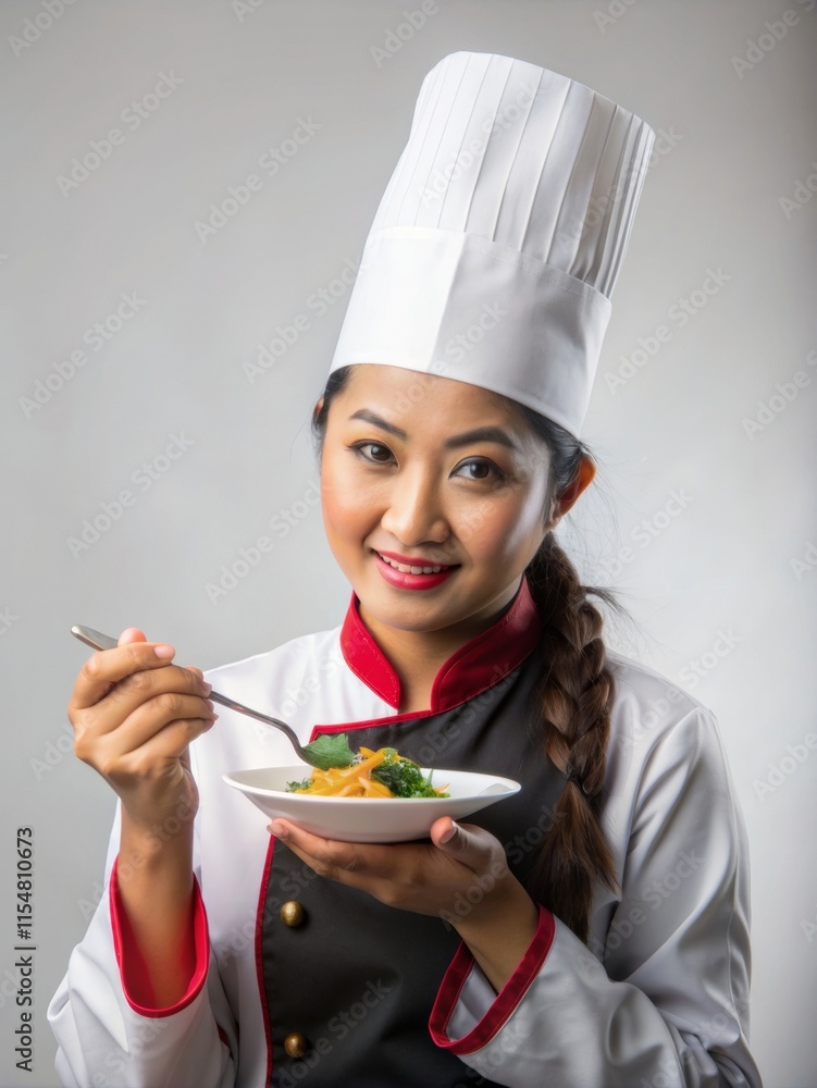 Asian Nepali young male chef in uniform with folded hands, isolated white background
Asian Nepali young male chef in uniform with folded hands, isolated white background