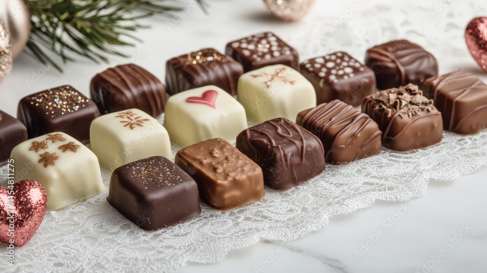 beautiful valentines day chocolates lined up on a table beautiful valentines day chocolates lined up on a table