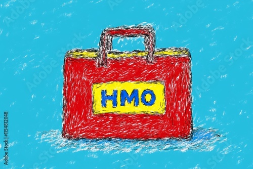 A simple line-art icon of a doctor bag with the word â€œHMOâ€ prominently displayed on the front photo