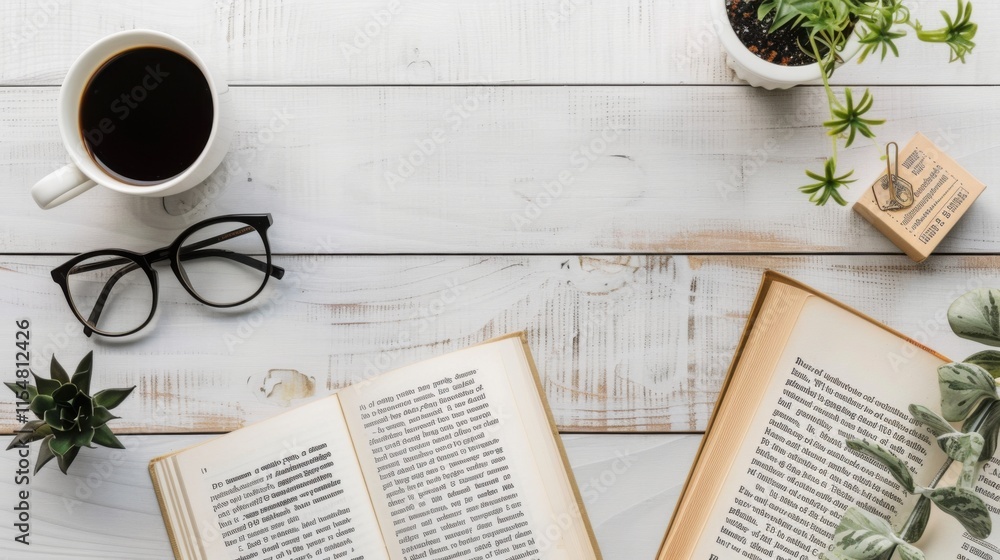 Fototapeta premium Books, Notebooks, Textbooks and Blank Paper Templates