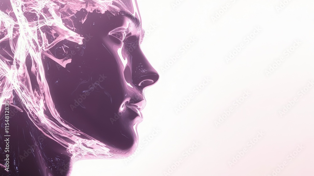 Abstract Profile of a Human Head with Glowing Ethereal Effects Abstract Profile of a Human Head with Glowing Ethereal Effects
