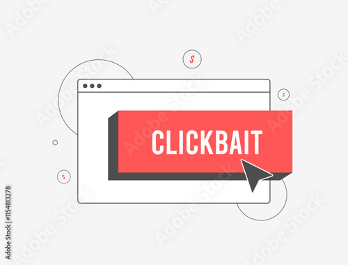 Clickbait marketing concept with attention-grabbing headlines, viral strategies, misleading ads. Clickbait content designed to boost online engagement, drive clicks and increase digital traffic