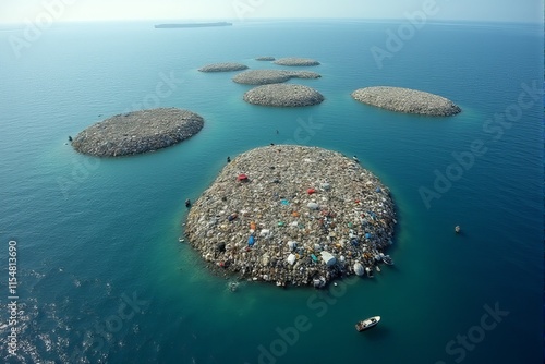 Plastic waste forming artificial islands in polluted ocean gyres photo