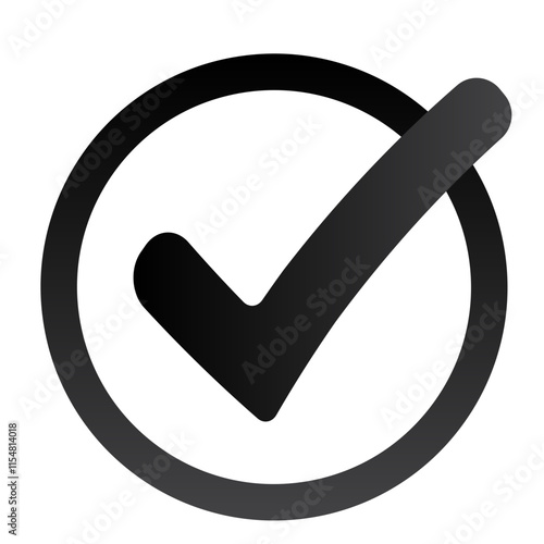 Black check mark icon. Vector logo template. Check mark in round sign. 