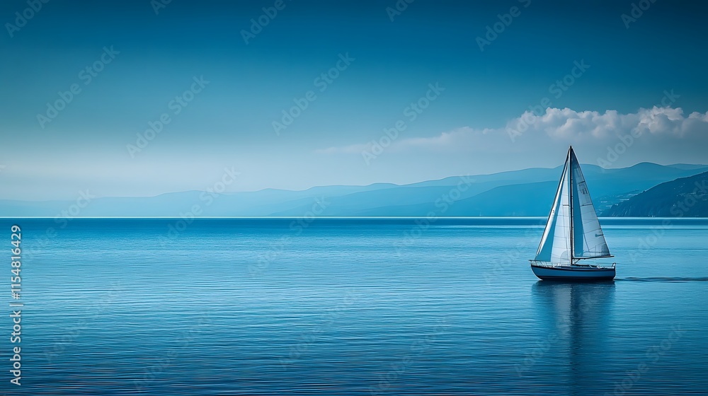 Obraz premium Sailing adventure on calm waters coastal region scenic view tranquil environment serene atmosphere