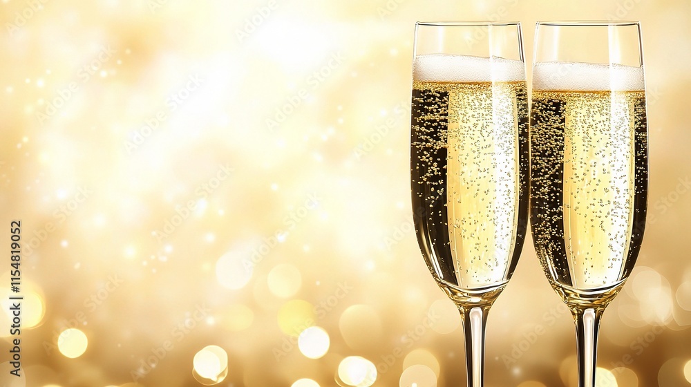 Elegant New Year Celebration with Sparkling Champagne and Lights Elegant New Year Celebration with Sparkling Champagne and Lights