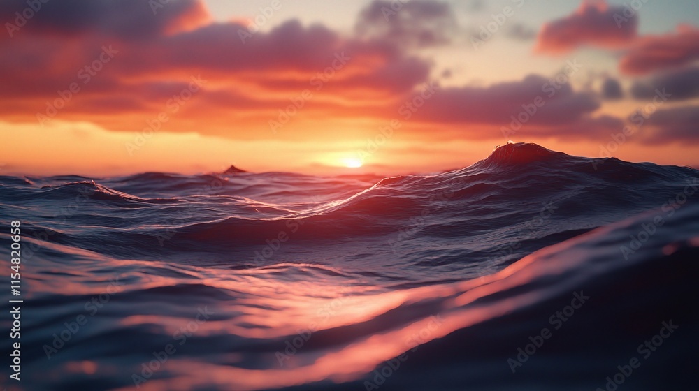 Stunning Seascape with Rolling Waves Under Vibrant Sunlight Stunning Seascape with Rolling Waves Under Vibrant Sunlight