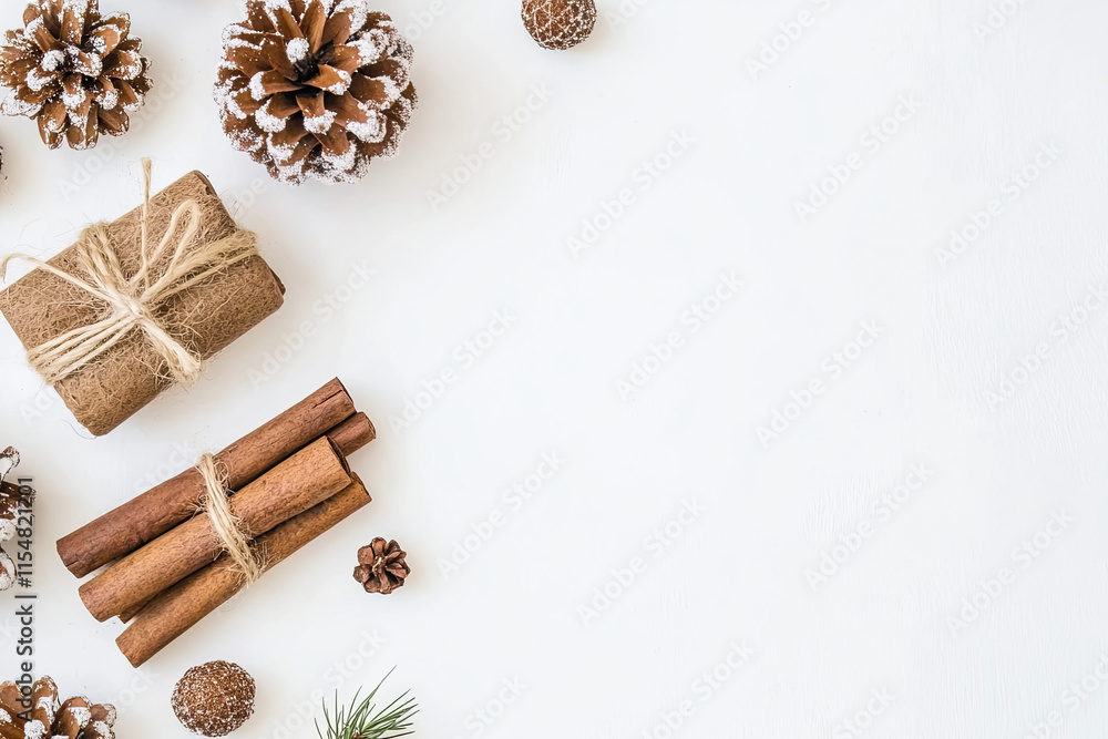 Cinnamon sticks tied with twine on a white background, symbolizing cozy holiday aromas