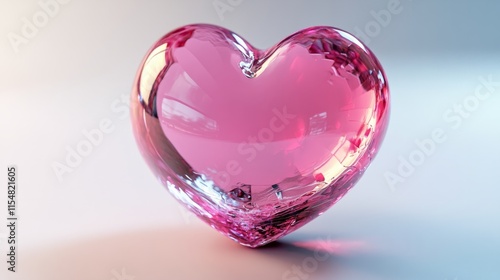 A vibrant pink 3D heart, glowing softly, floating on a white background  photo