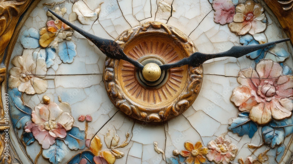 Fototapeta premium Ornate Vintage Clock Face with Floral Design and Elegant Details