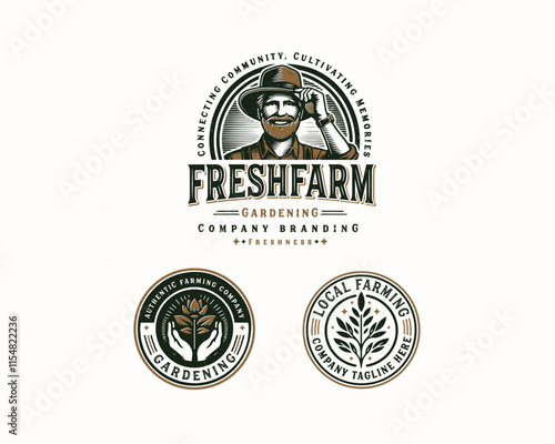 Vintage classic fresh farm gardening logo design for agriculture business company