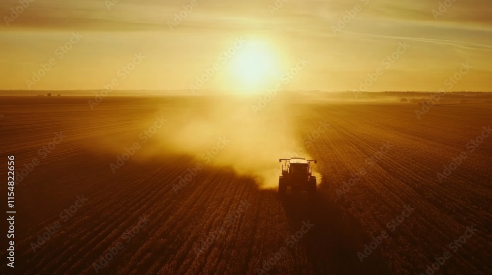 Aerial Farming at Sunrise Over Vast Fields Aerial Farming at Sunrise Over Vast Fields