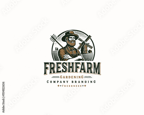 Vintage classic fresh farm gardening logo design for agriculture business company