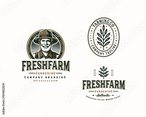 Vintage classic fresh farm gardening logo design for agriculture business company