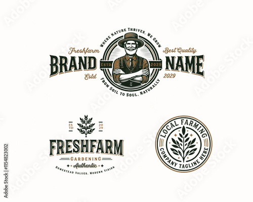 Vintage classic fresh farm gardening logo design for agriculture business company