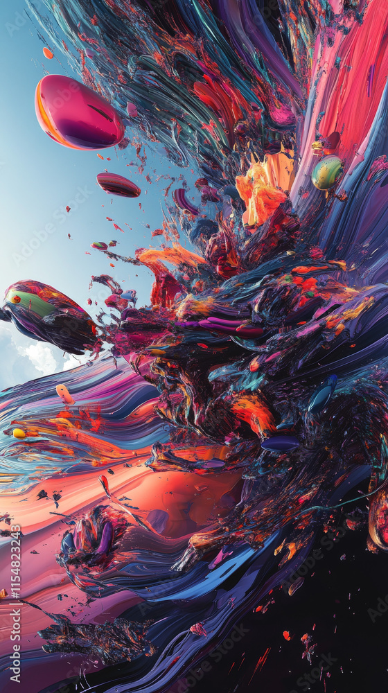 Abstract Colorful Paint Explosion: Digital Art Abstract Colorful Paint Explosion: Digital Art